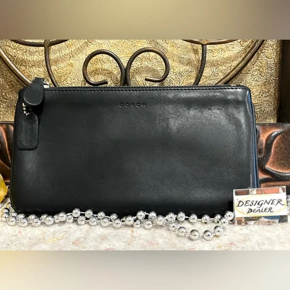 COACH Vintage Black Leather Cosmetic Case GUC! - Picture 1 of 12